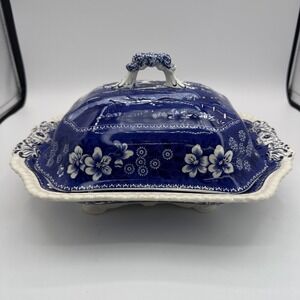 SPODE Tower Blue Copeland England Large Covered Serving Dish Footed c1814